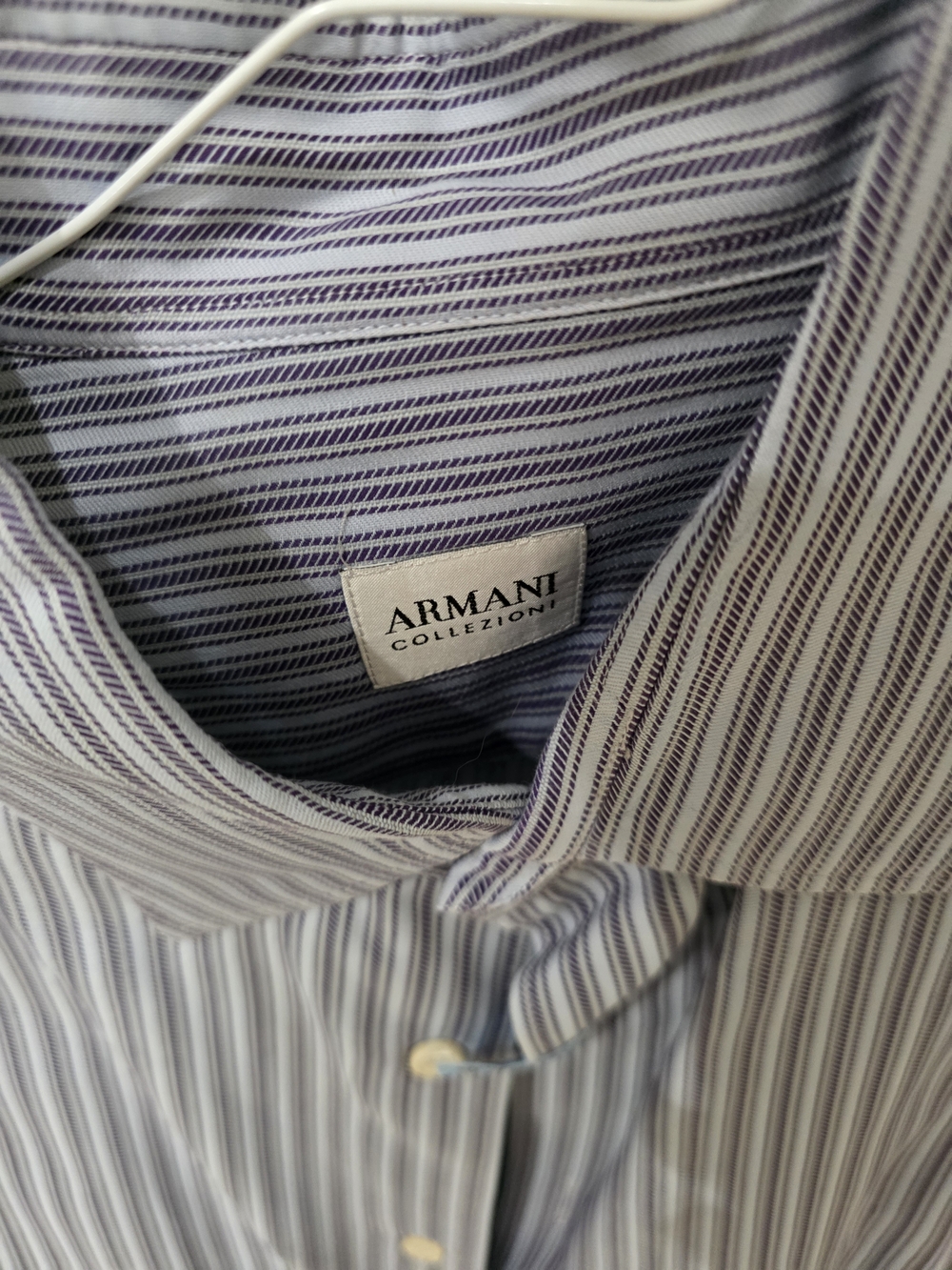 Armani Collezioni Lavender and White Striped Dress Shirt